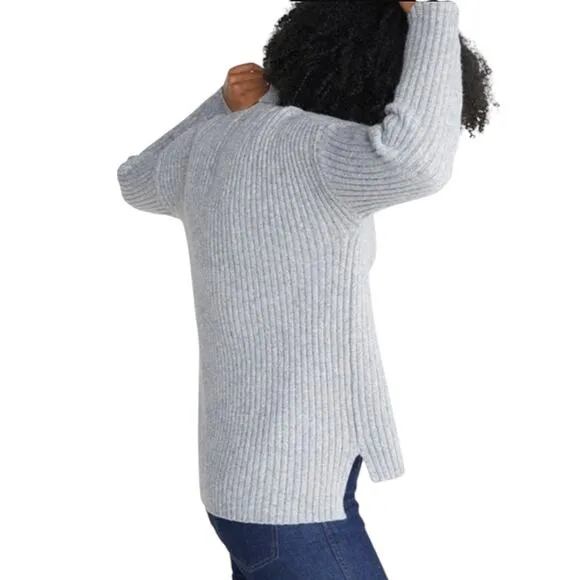 Marine Layer Gray Annie Ribbed Wool Blend Turtleneck Sweater