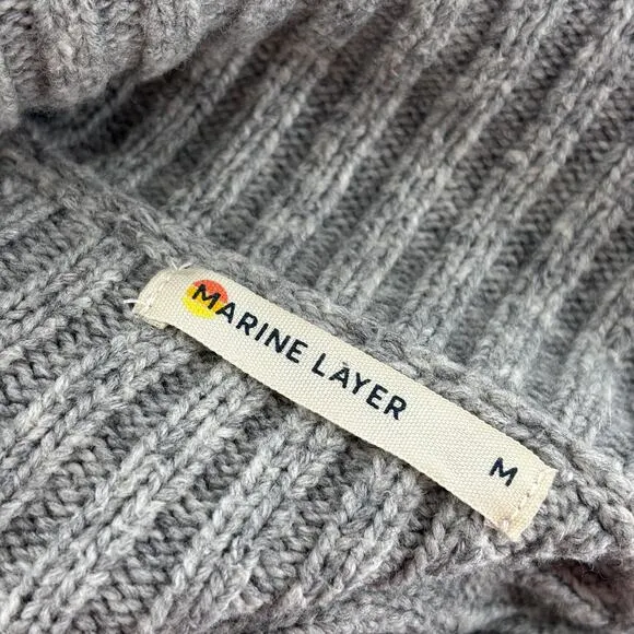 Marine Layer Gray Annie Ribbed Wool Blend Turtleneck Sweater