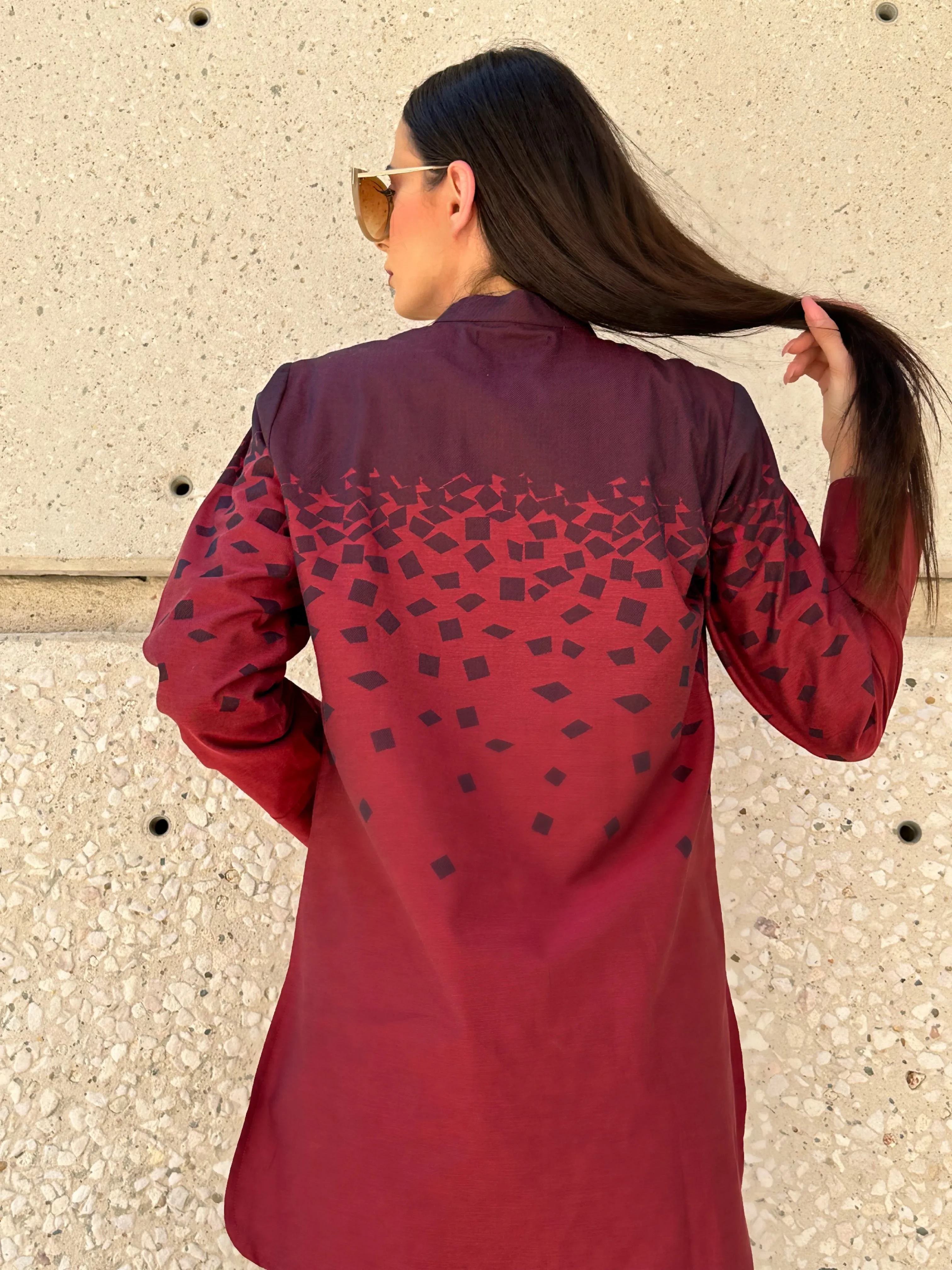 Maroon and Mauve Geo Print Tunic