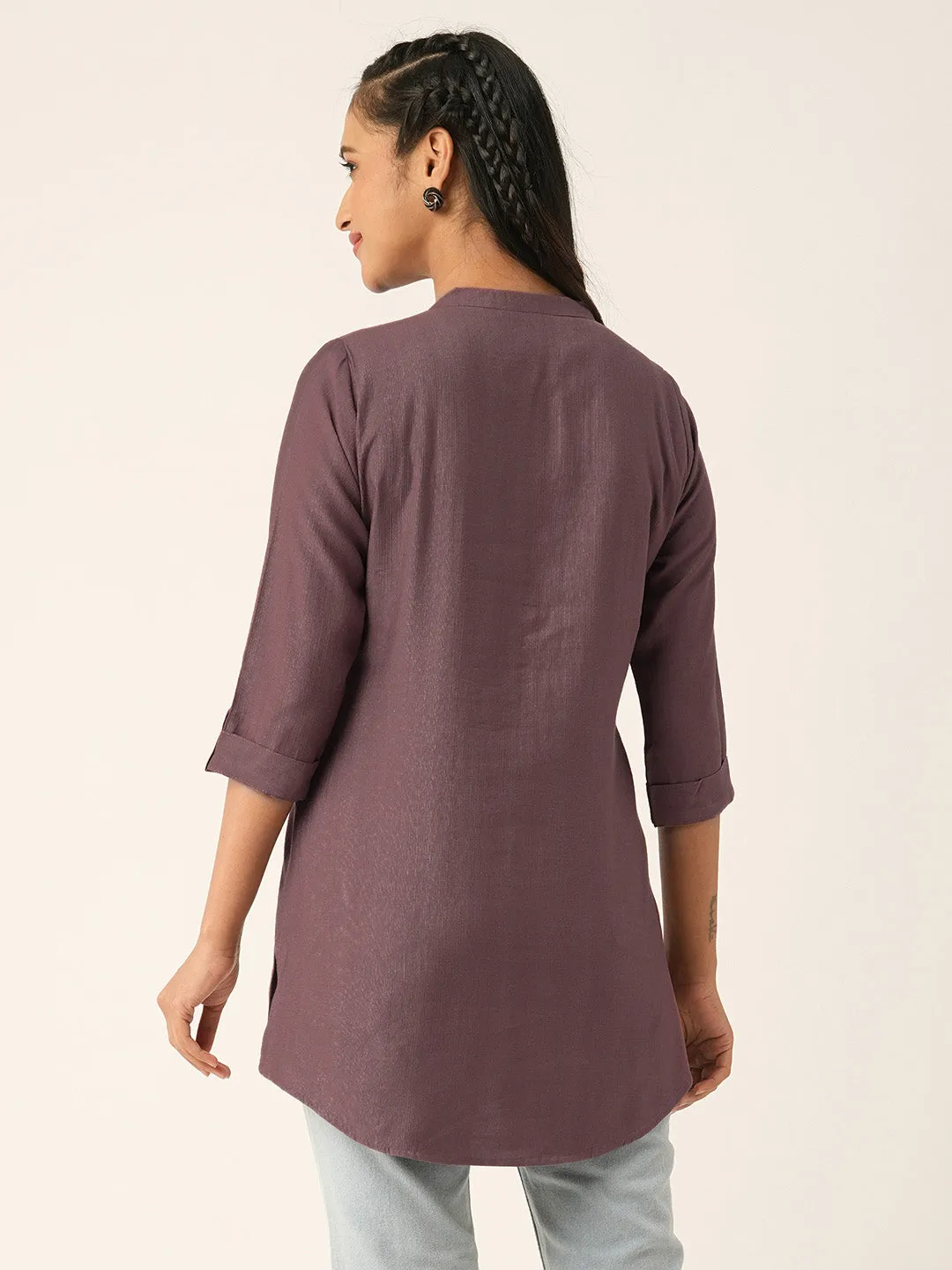 Mauve Comfort Fit Rayon Tunics for Women Online in India Hip Length Straight - Zola