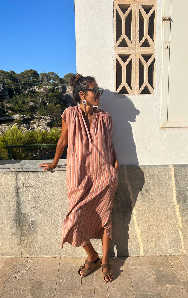 Mauve stripe Slim Dress-last one