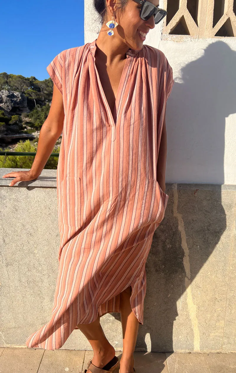 Mauve stripe Slim Dress-last one