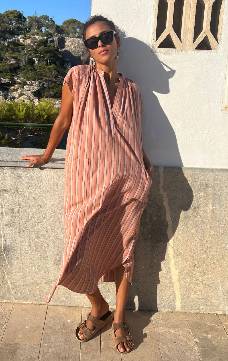 Mauve stripe Slim Dress-last one