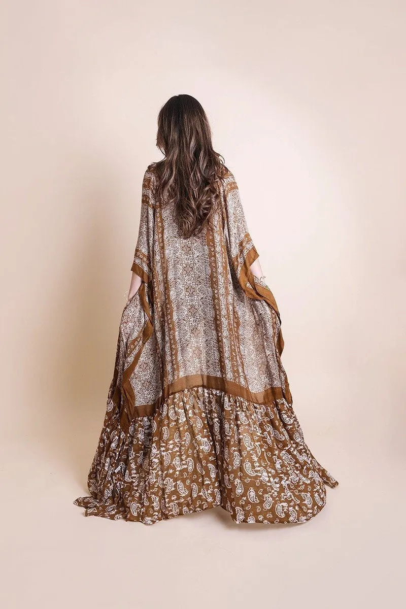 Maxi Ruffle Paisley Kimono Duster