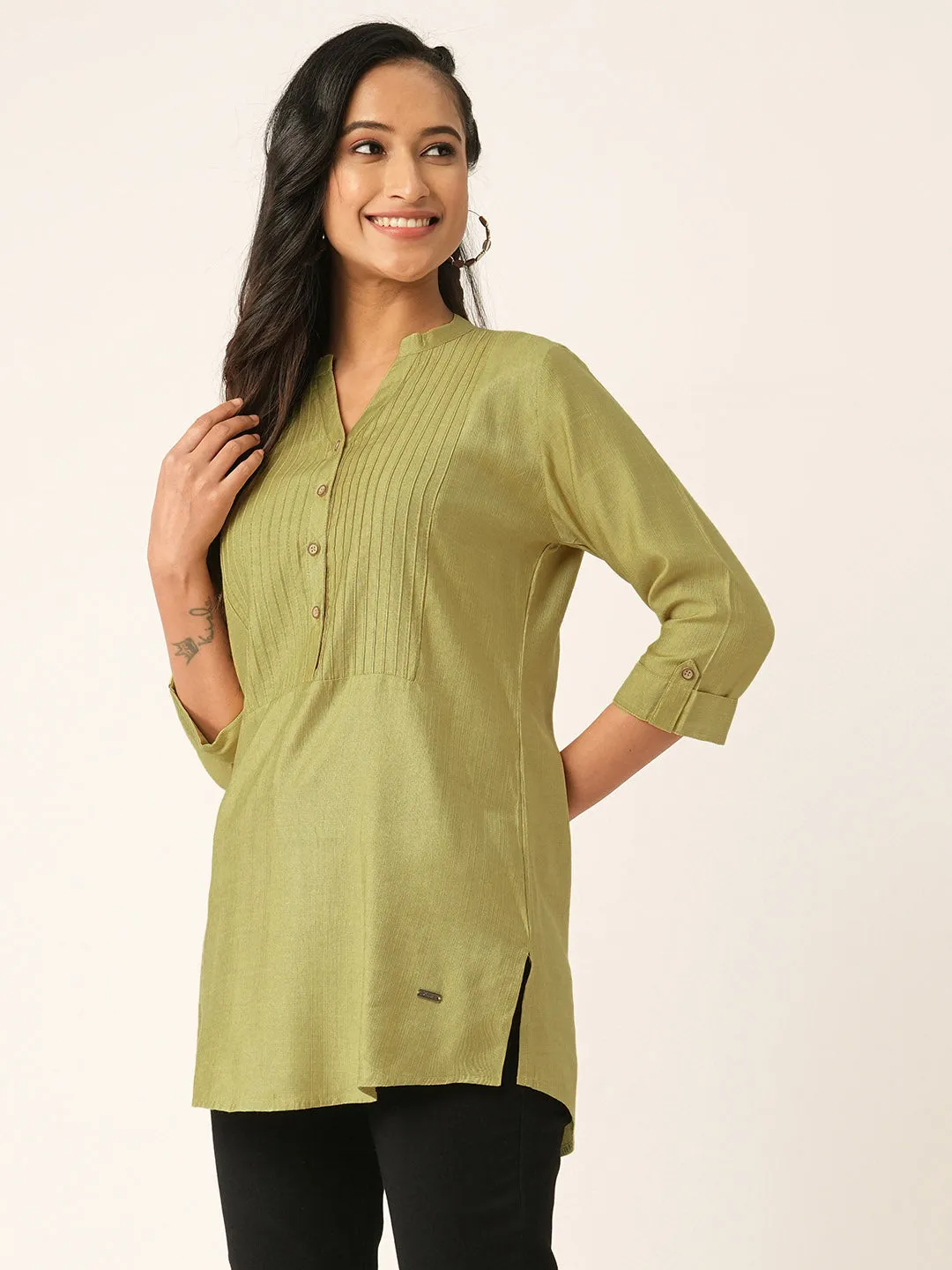 Mehandi Comfort Fit Rayon Tunics for Women Online India Hip Length Straight - Zola