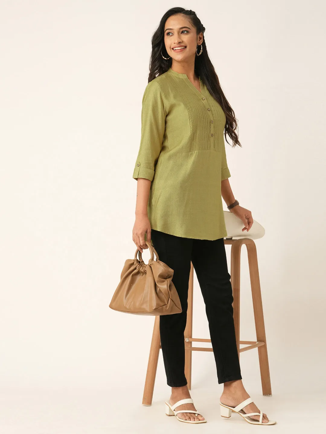 Mehandi Comfort Fit Rayon Tunics for Women Online India Hip Length Straight - Zola