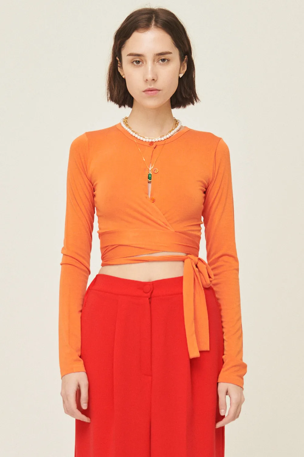 Mely Buttoned Wrap Top