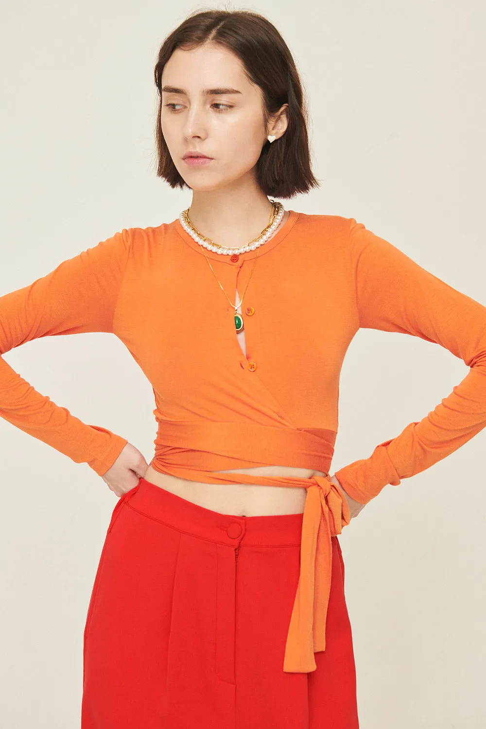 Mely Buttoned Wrap Top