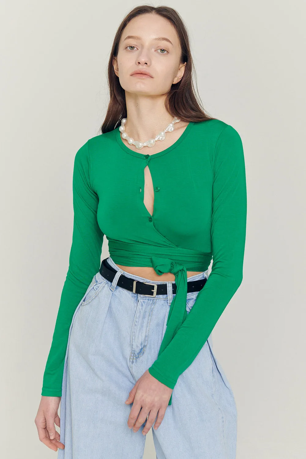 Mely Buttoned Wrap Top