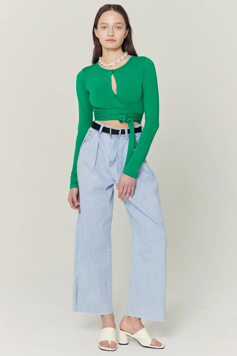 Mely Buttoned Wrap Top