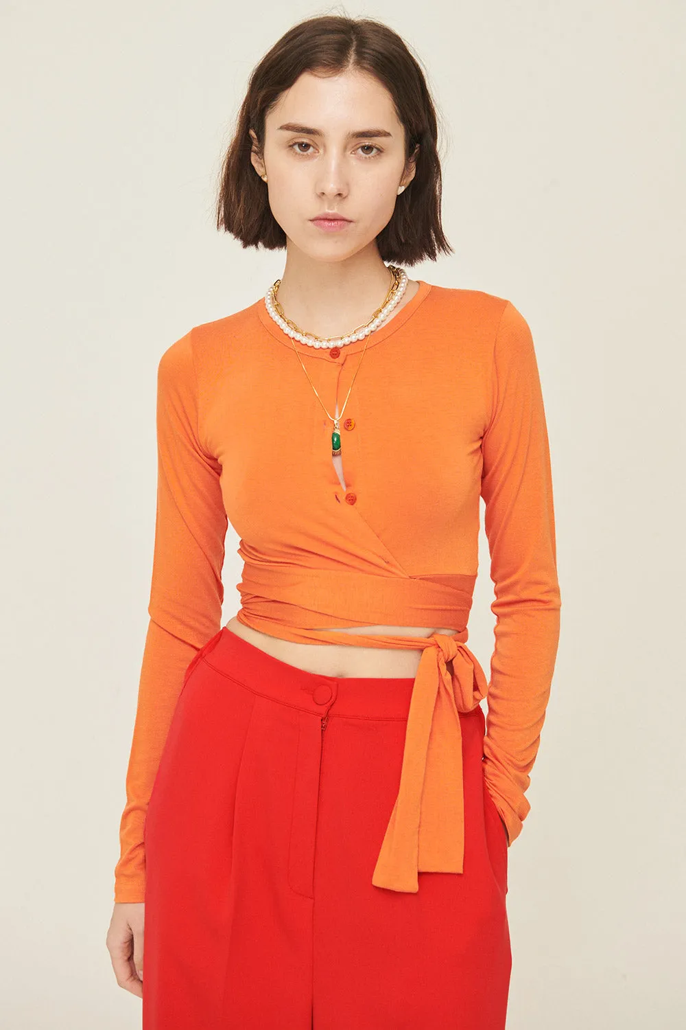 Mely Buttoned Wrap Top