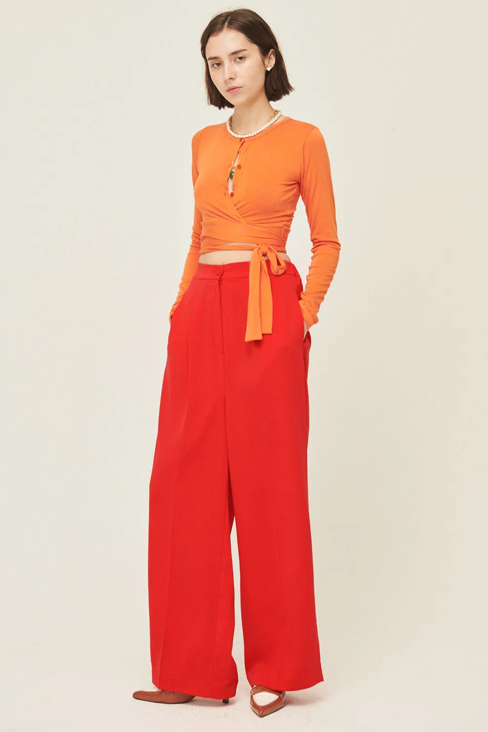 Mely Buttoned Wrap Top