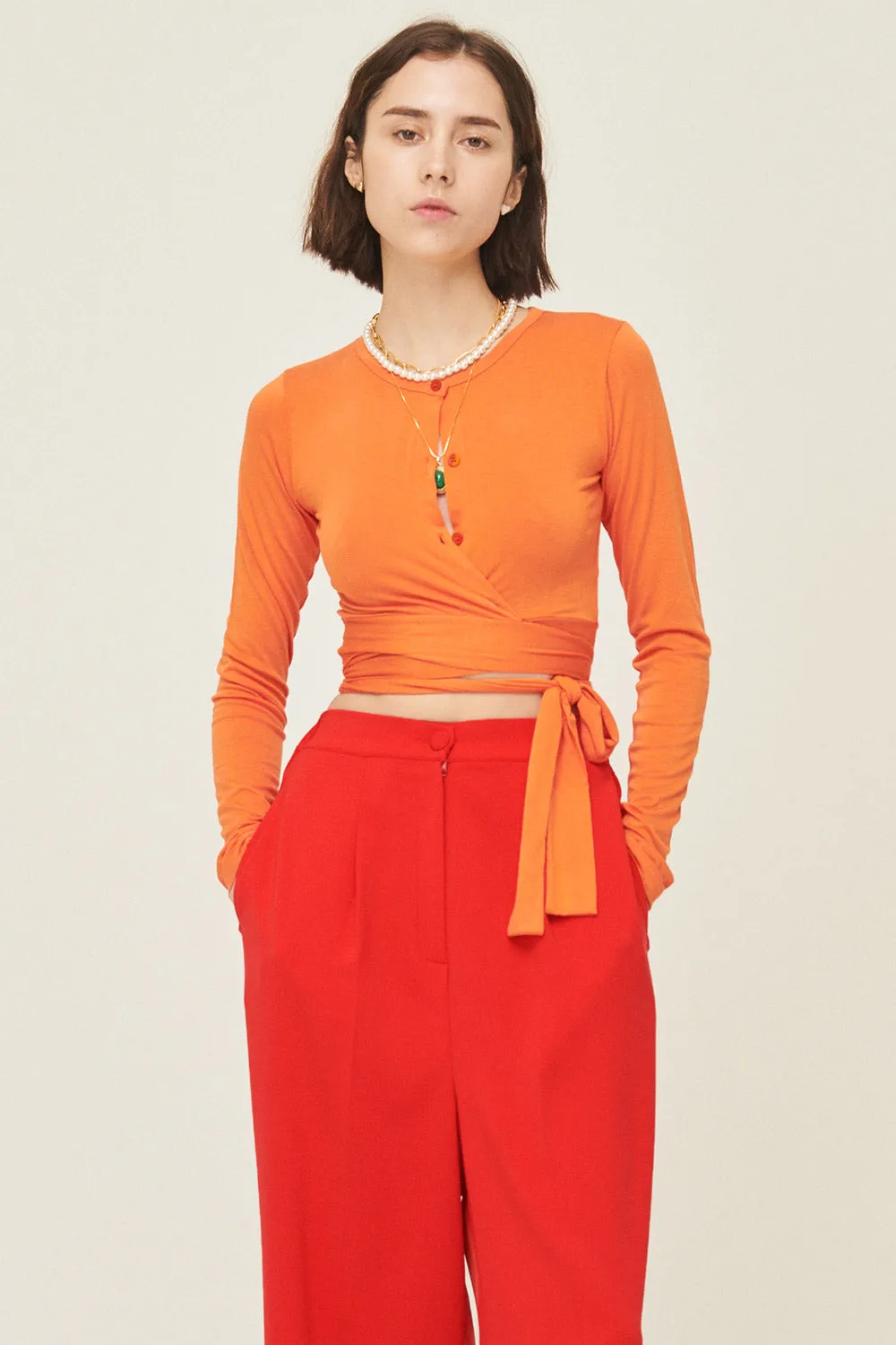Mely Buttoned Wrap Top
