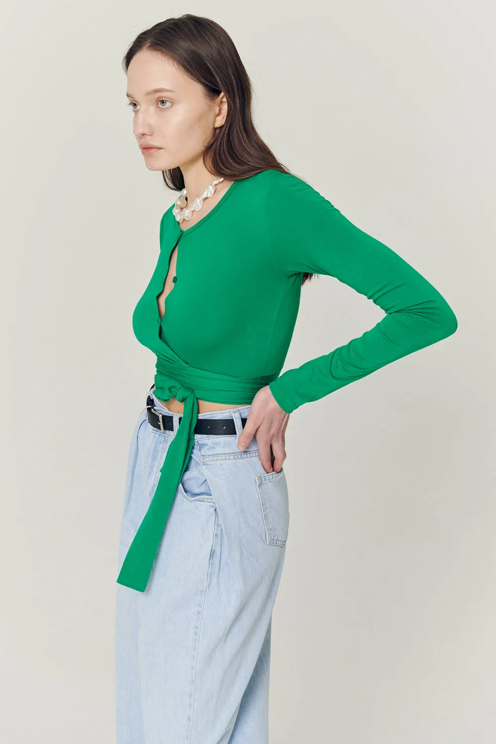 Mely Buttoned Wrap Top