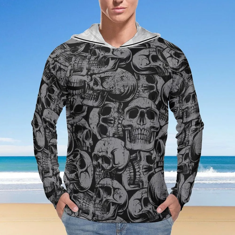 Men's Black Skulls Hoodie Long Sleeve