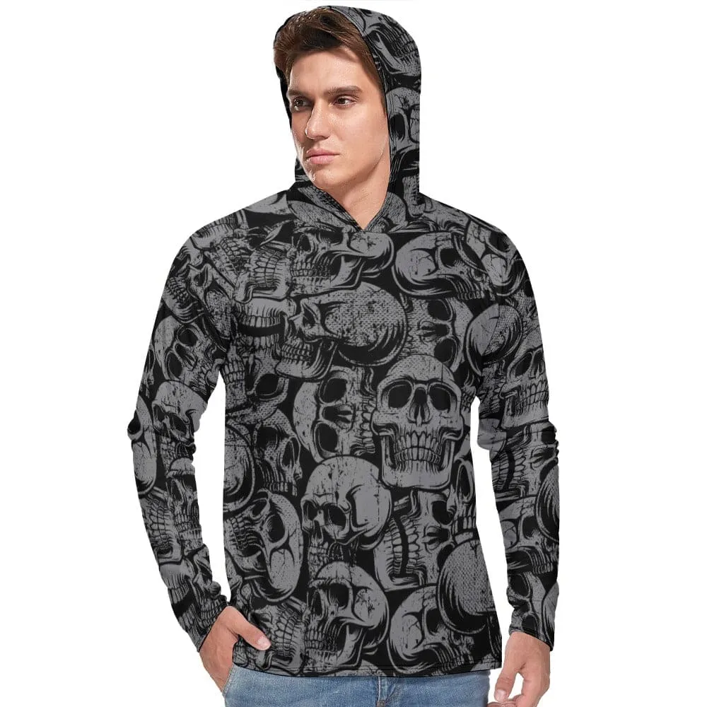 Men's Black Skulls Hoodie Long Sleeve