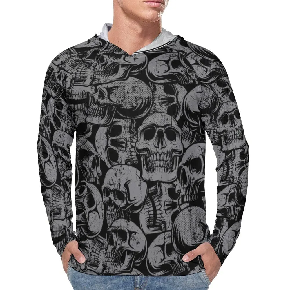 Men's Black Skulls Hoodie Long Sleeve