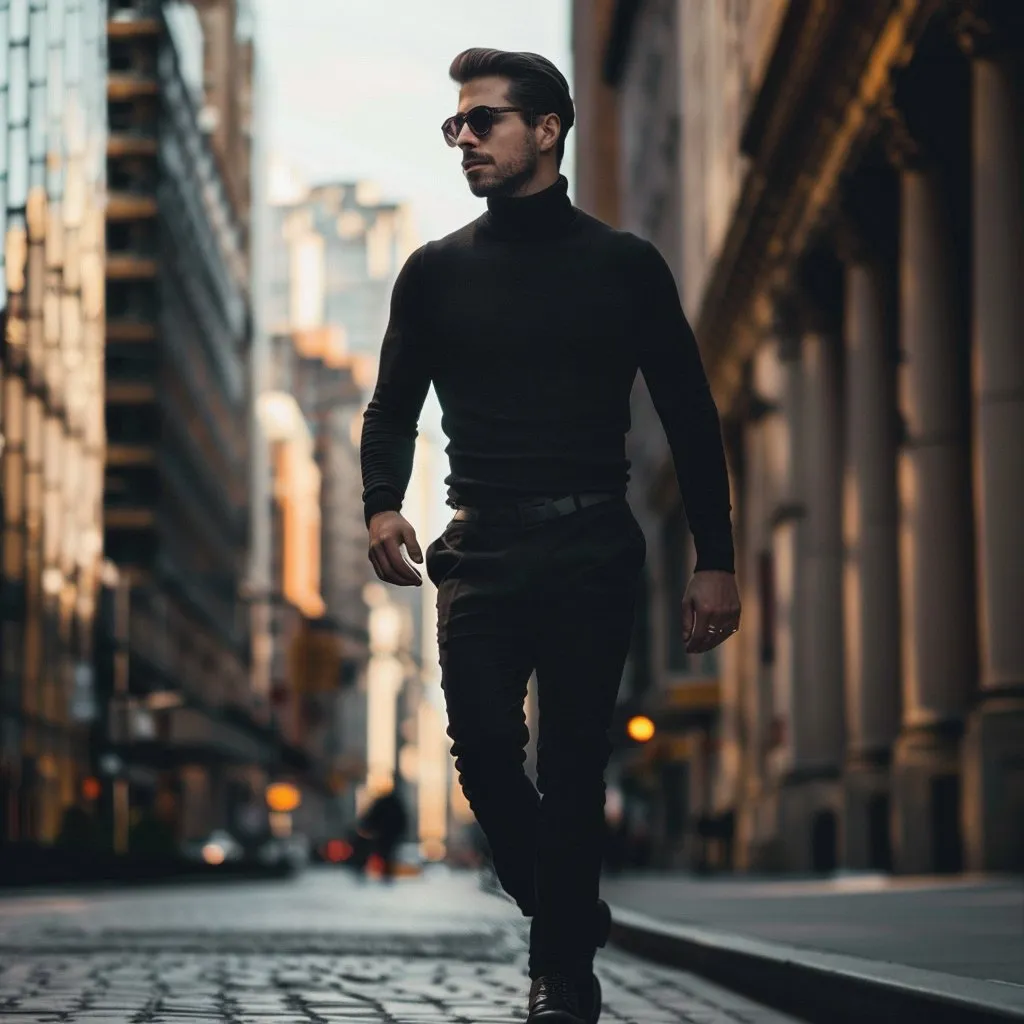 Men’s Elegant Long Sleeve Turtleneck Sweater for Winter