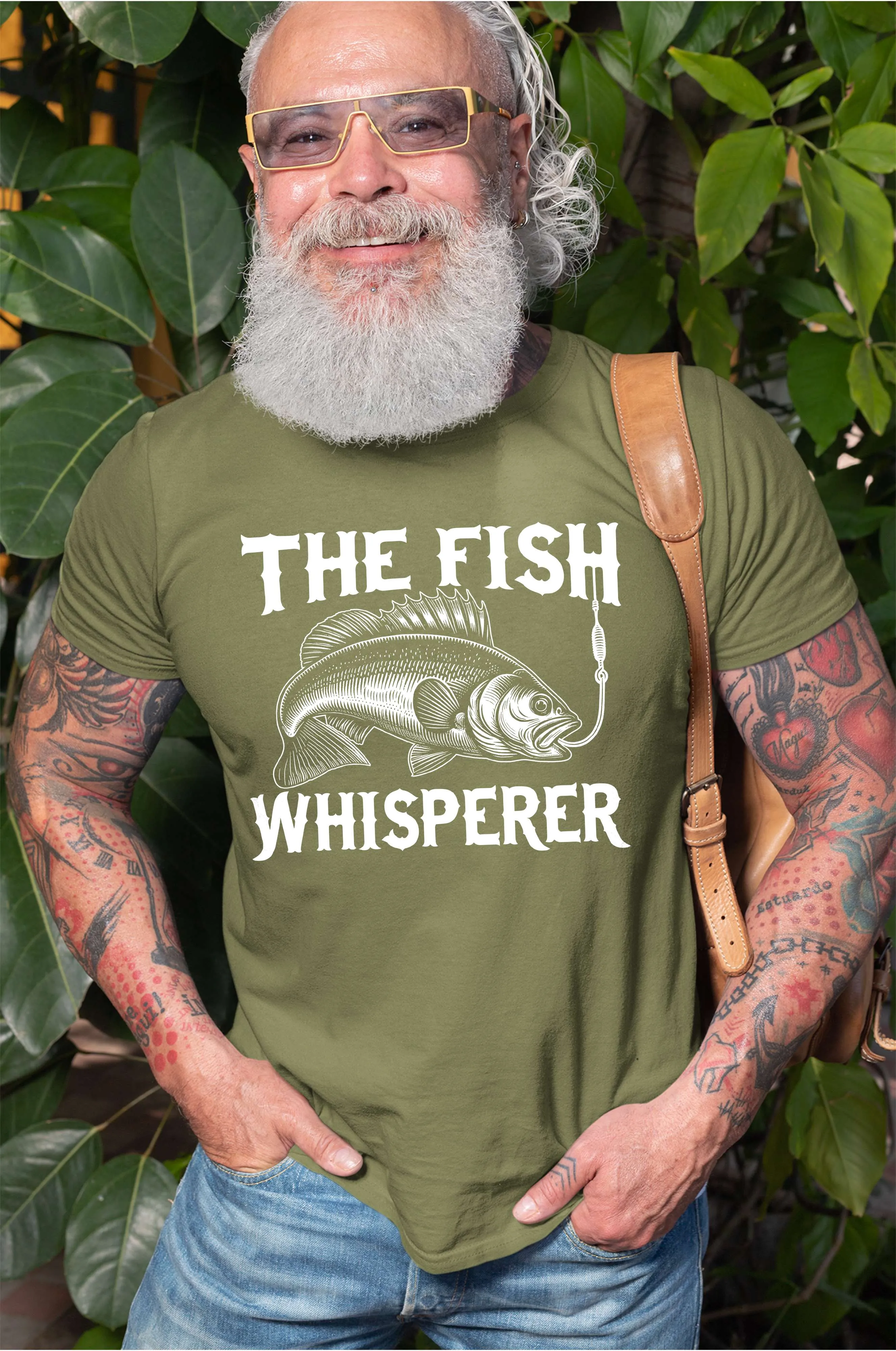 Men's Fishing T-shirt Funny Fishing whisperer Grandpa dad Husband Father's day outdoors tee