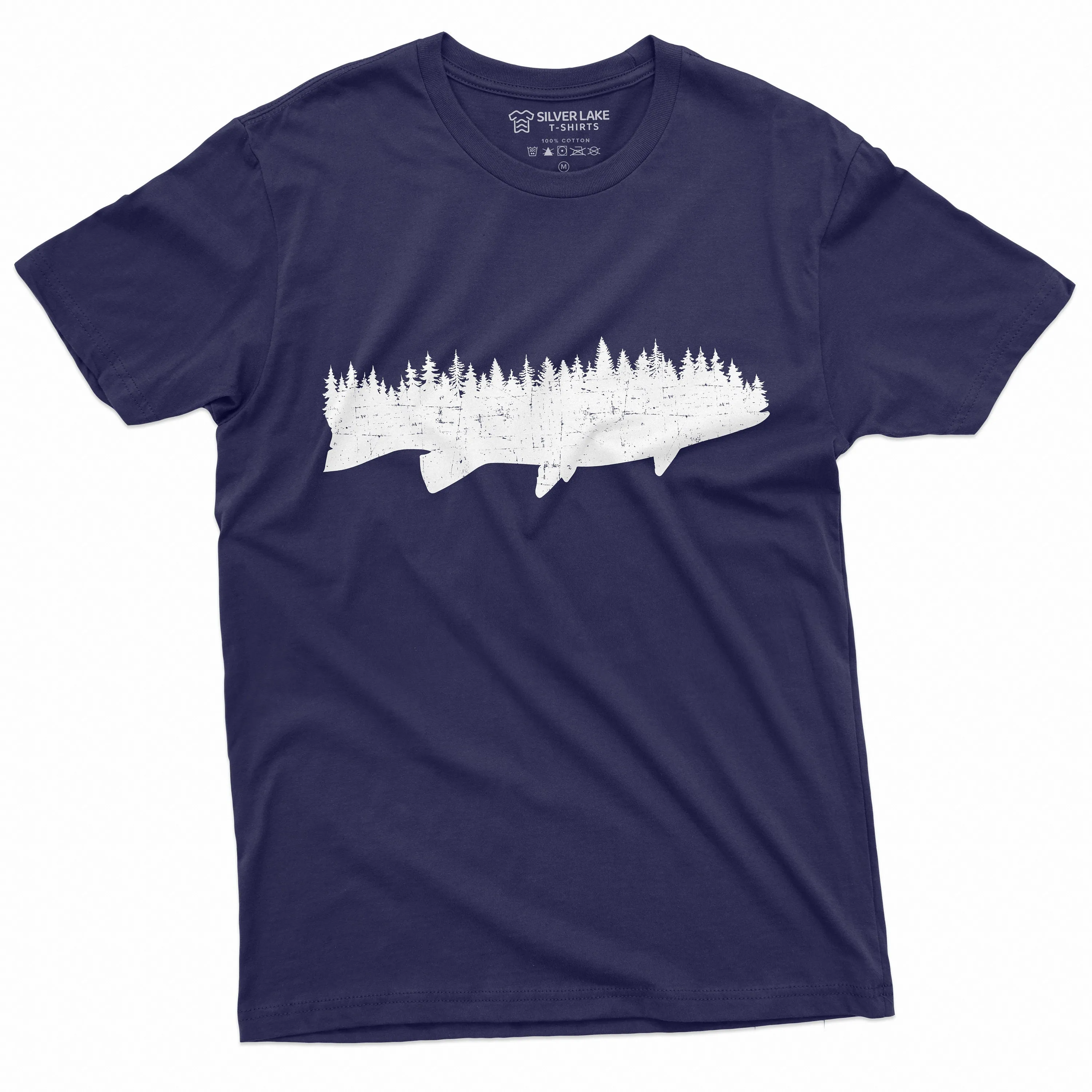Men's Flora Fauna Fishing Forest T-shirt Nature Tee Shirt Cool Birthday Gift Idea For Man