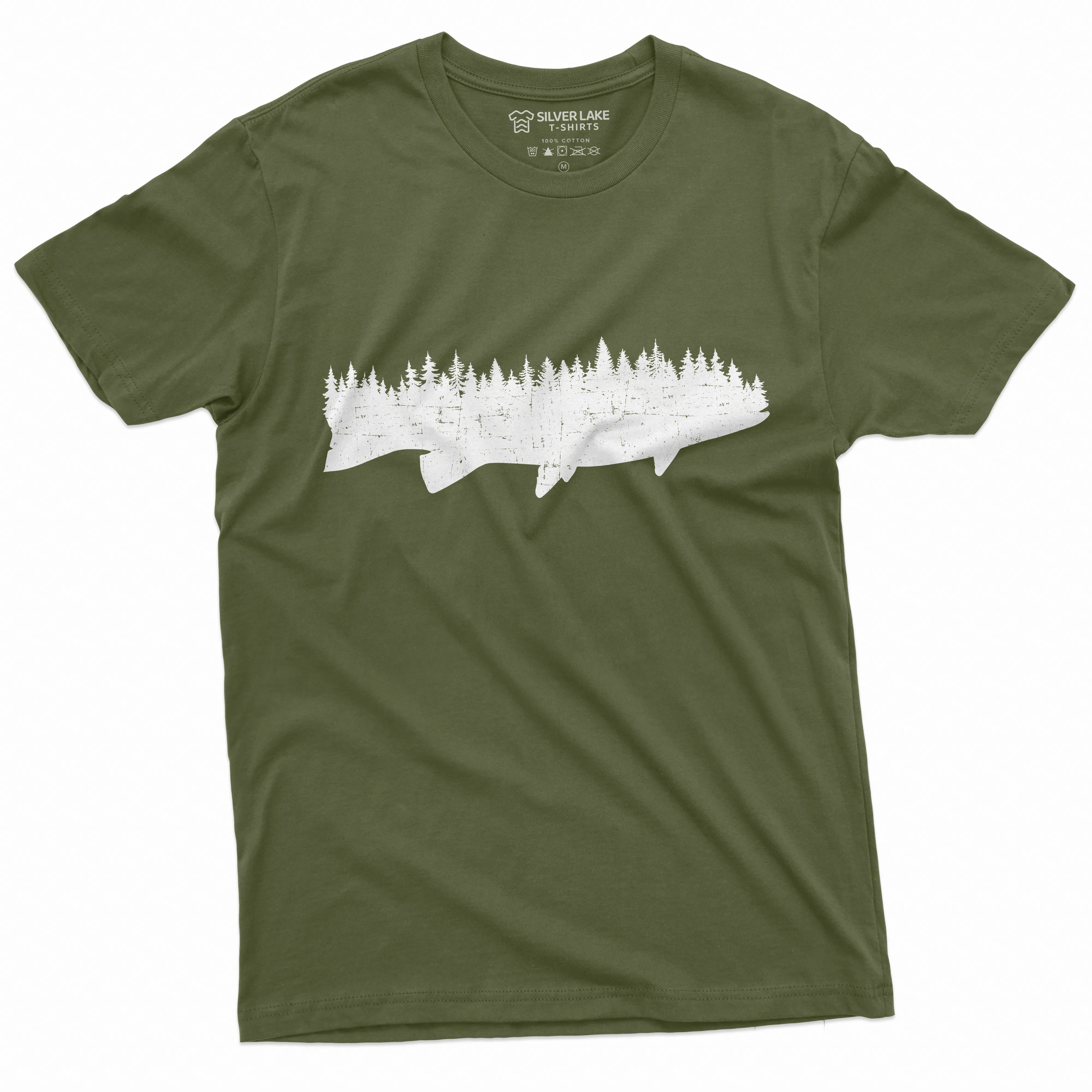 Men's Flora Fauna Fishing Forest T-shirt Nature Tee Shirt Cool Birthday Gift Idea For Man
