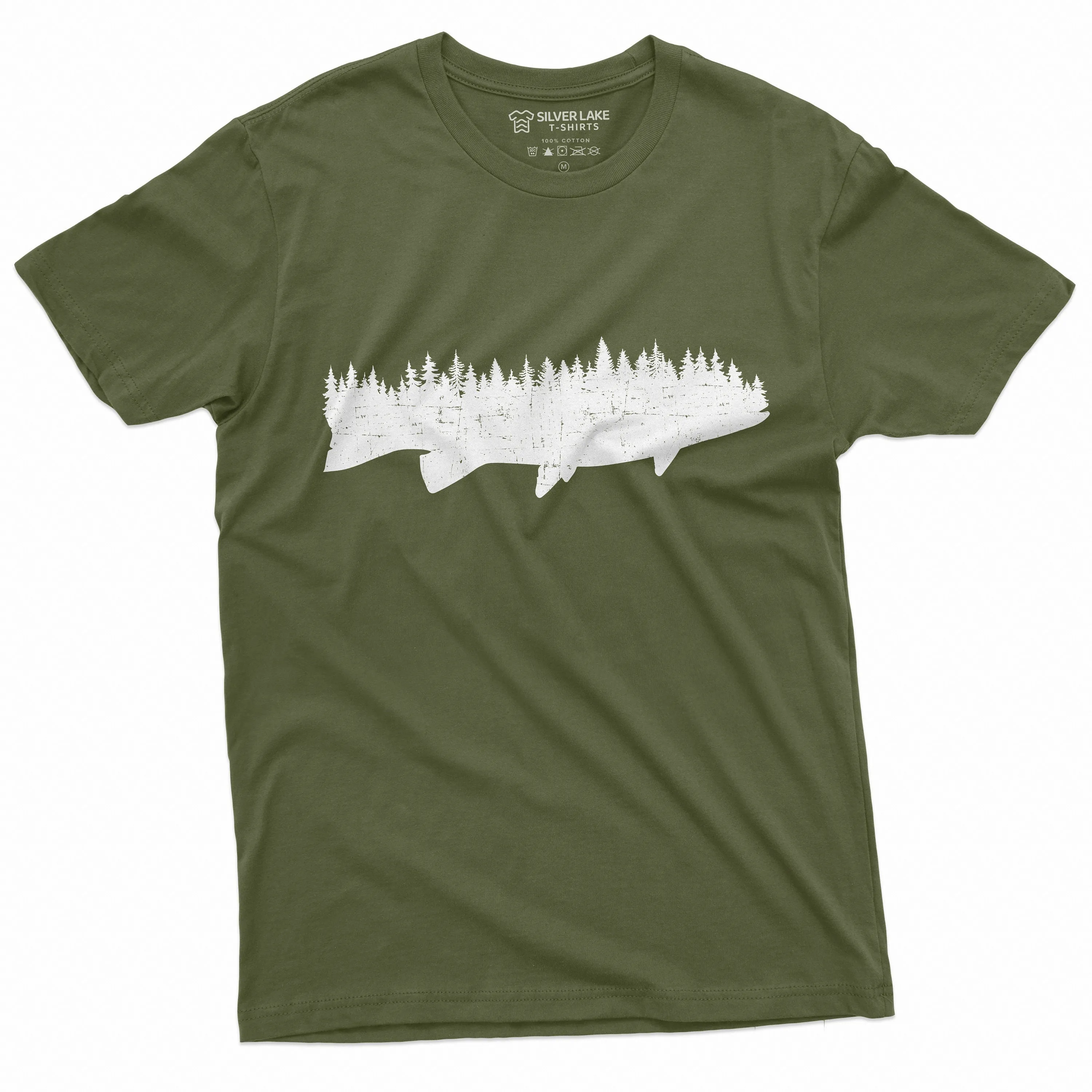 Men's Flora Fauna Fishing Forest T-shirt Nature Tee Shirt Cool Birthday Gift Idea For Man