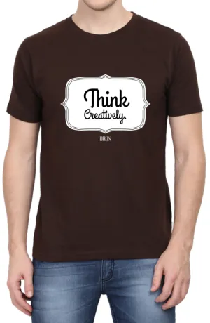 Men's Tshirt - DRON THINK CREATIVELY - ABA49 Coffee Brown