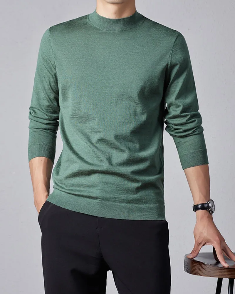 Men's Ultra Fine Merino Wool Mock Turtle Neck Jumper