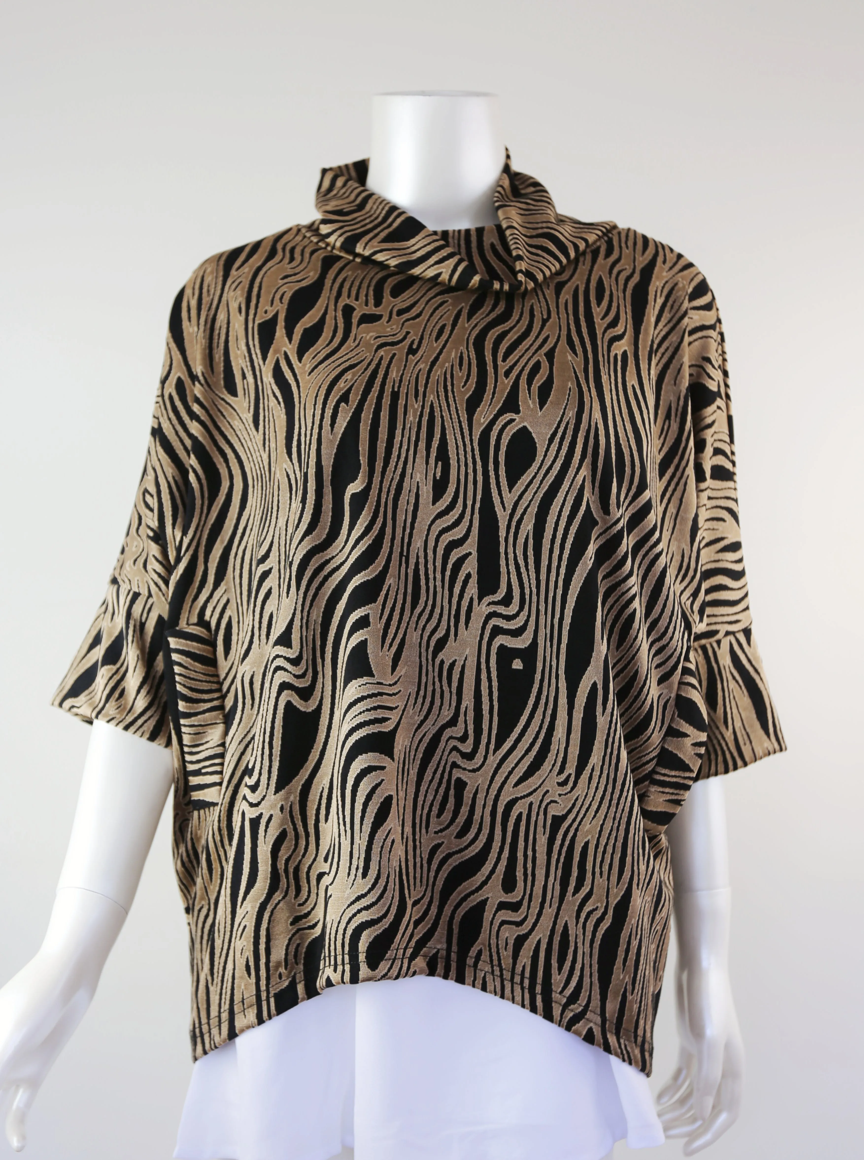 Merric Print Turtle Collar Blouse