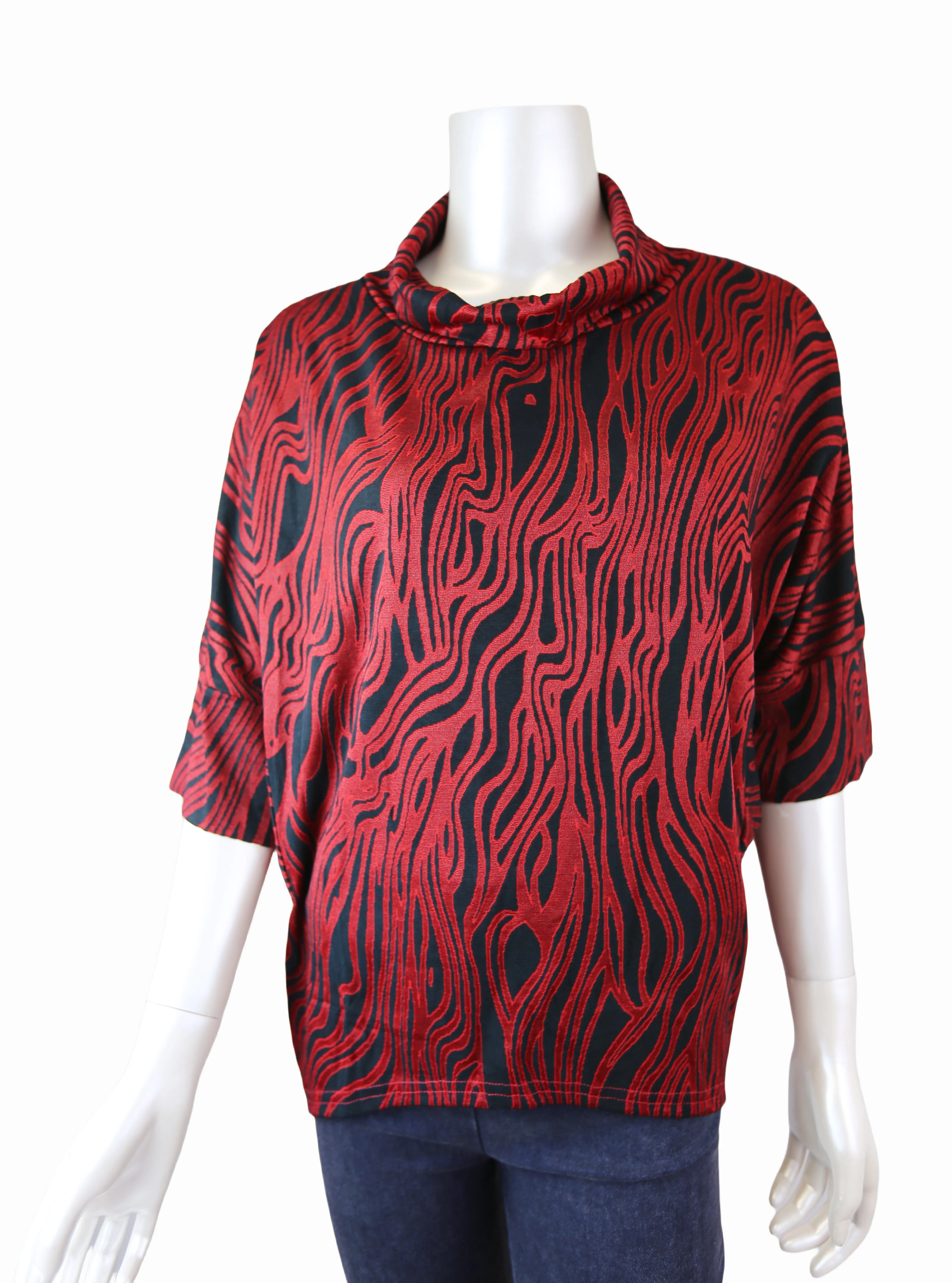 Merric Print Turtle Collar Blouse