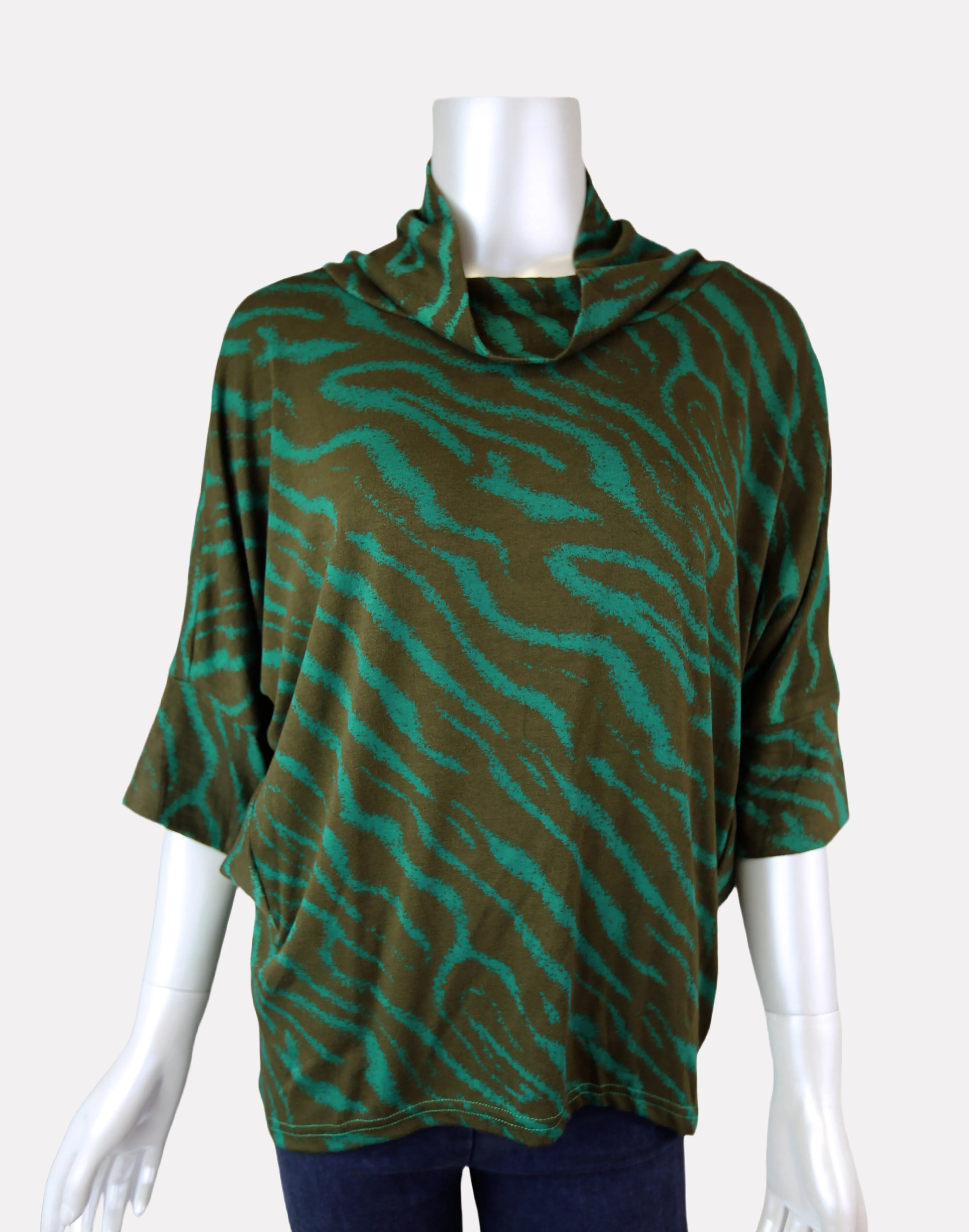 Merric Print Turtle Collar Blouse