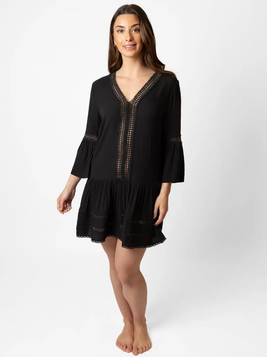 Miami Luxe Drop Waist Tunic In Black