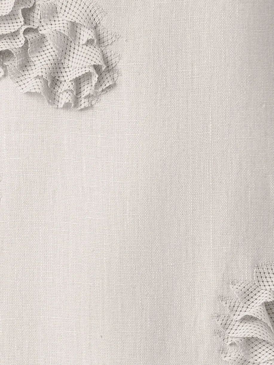 Midi Linen Dress with 3D Carnation Detail