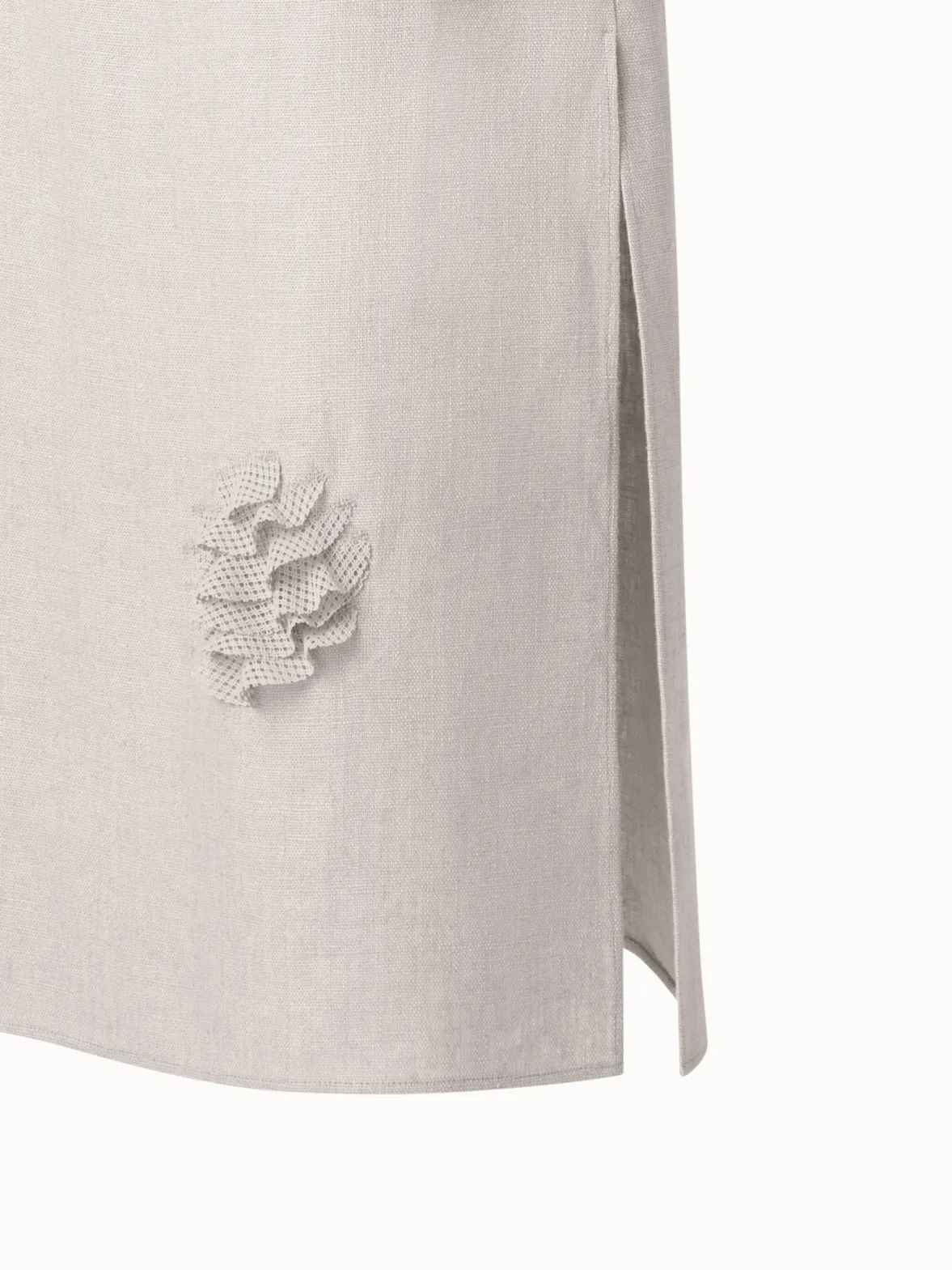 Midi Linen Dress with 3D Carnation Detail