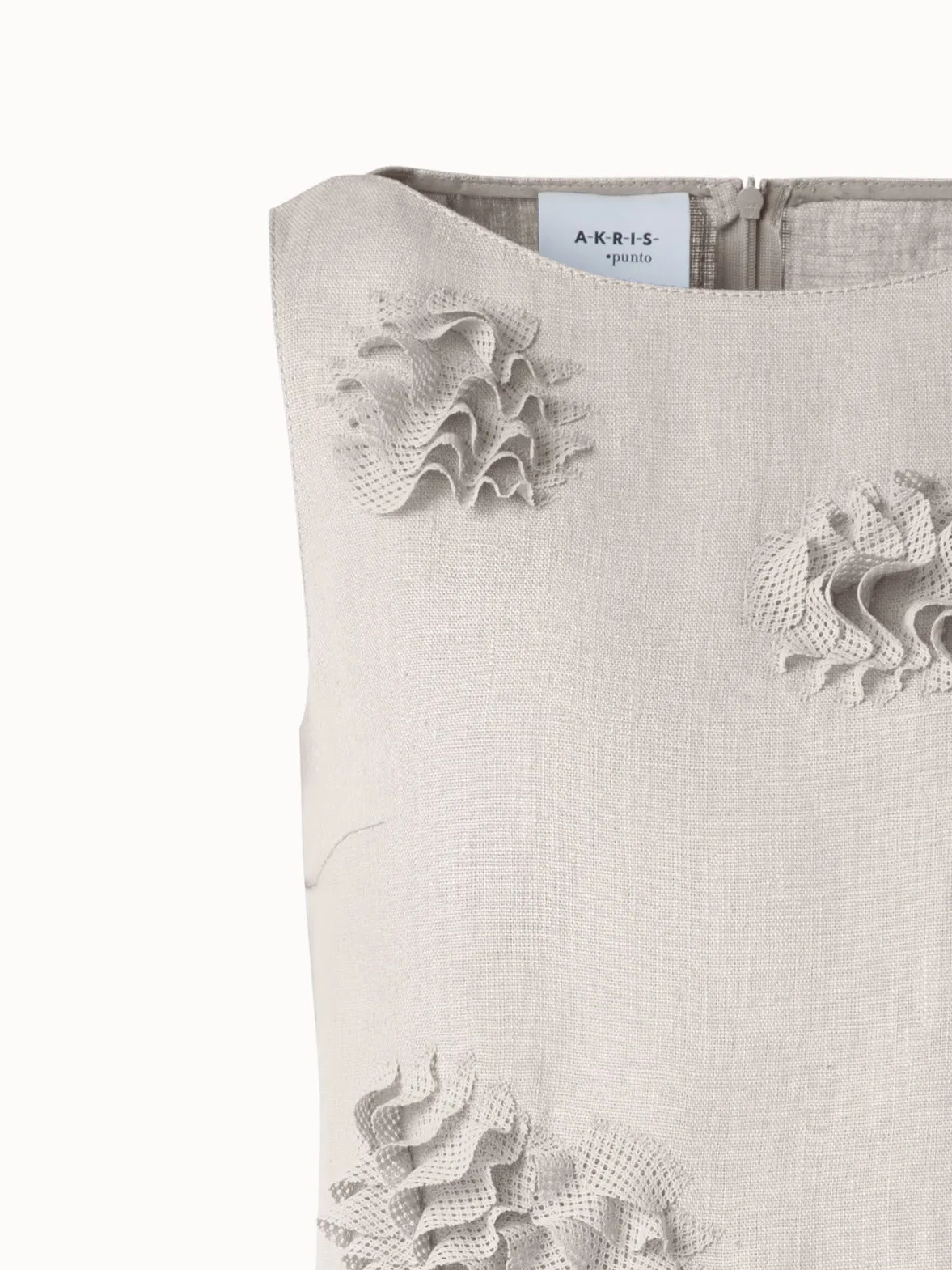 Midi Linen Dress with 3D Carnation Detail