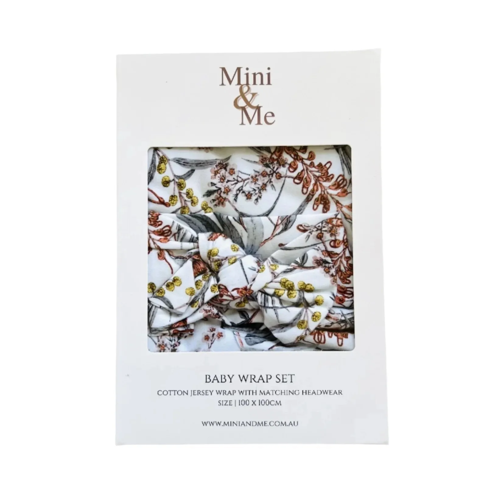 Mini & Me - Baby Wrap Set - Native Garden - Swaddle & Topknot
