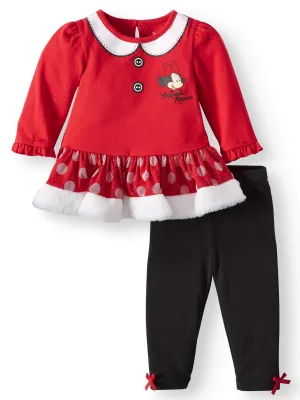 Minnie Mouse  Long Sleeve Tutu Dress & Tights, 2-Piece Outfit Set (Baby Girls)