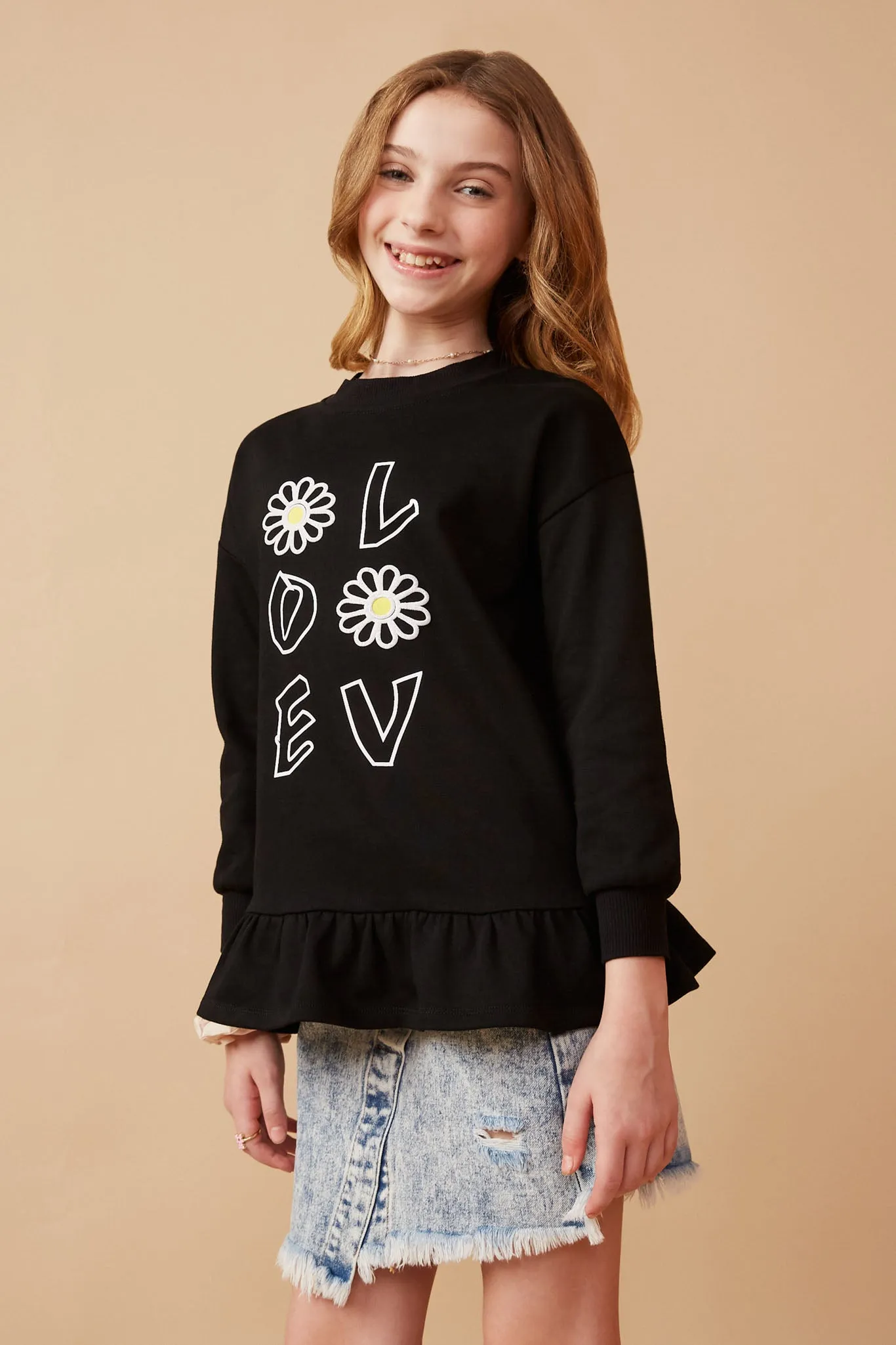 Mixed Love Graphic Drop Hem Tunic