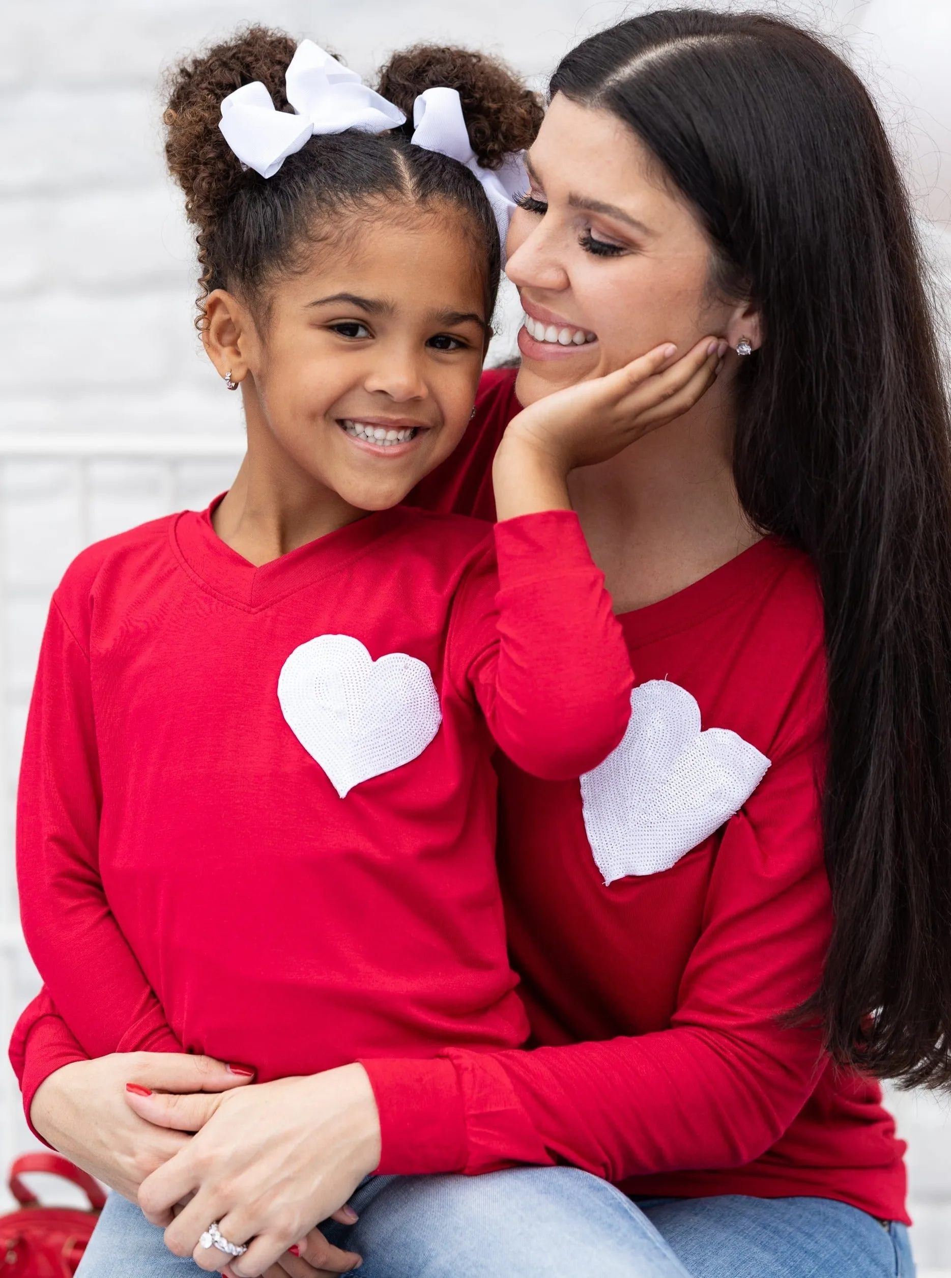 Mommy & Me Glitter Heart Red Top