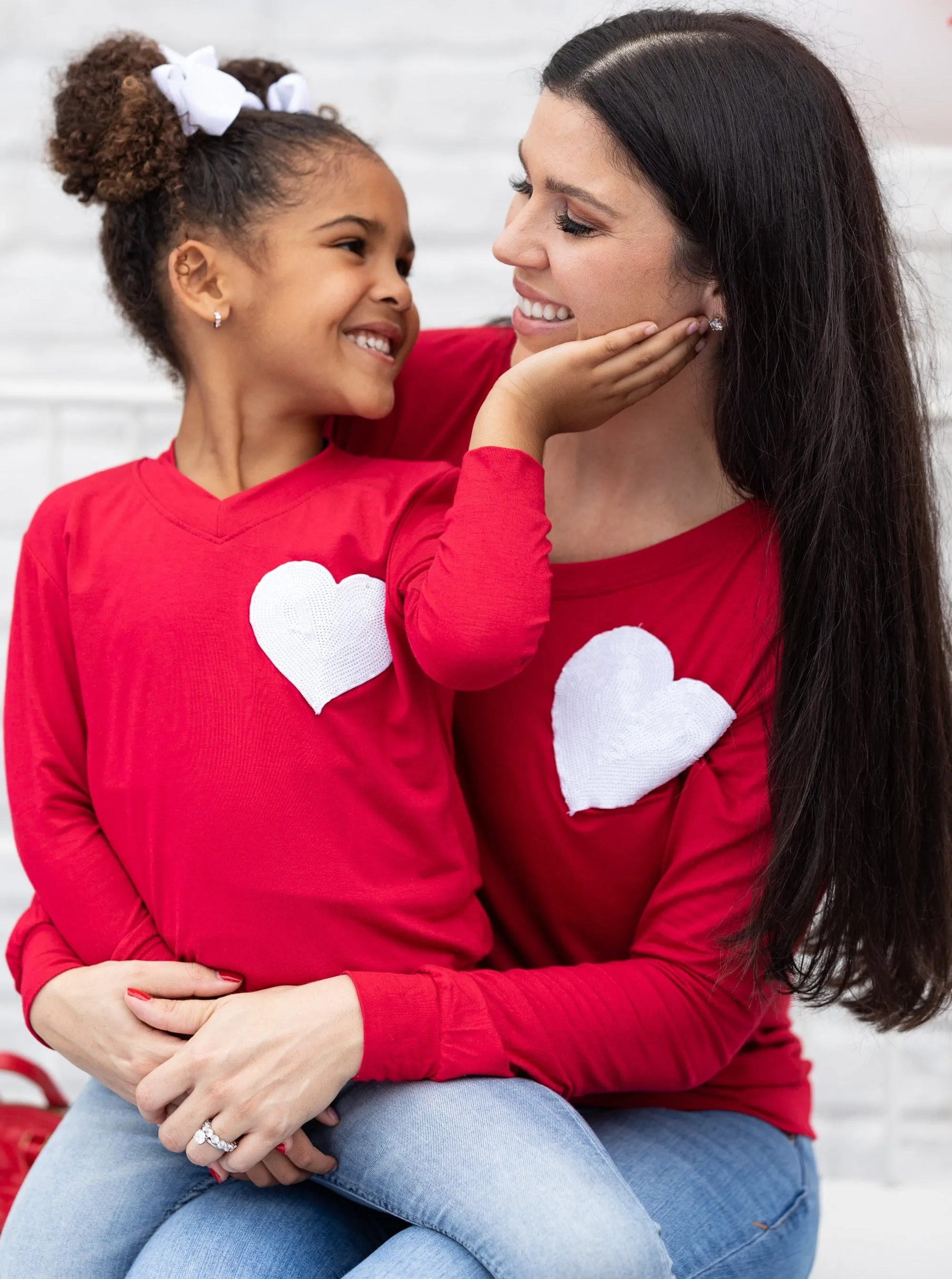 Mommy & Me Glitter Heart Red Top