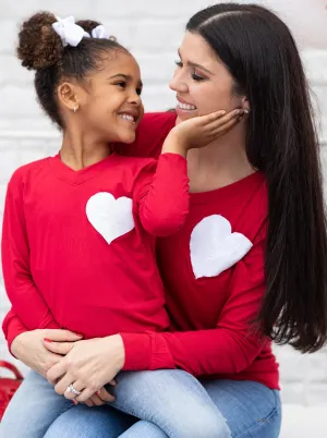 Mommy & Me Glitter Heart Red Top