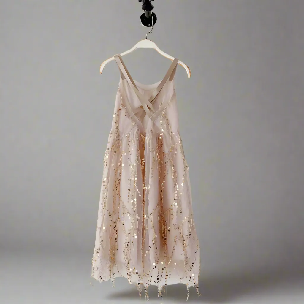 Mommy and Me Matching Sequin Lace Tulle Dresses with Crisscross Straps