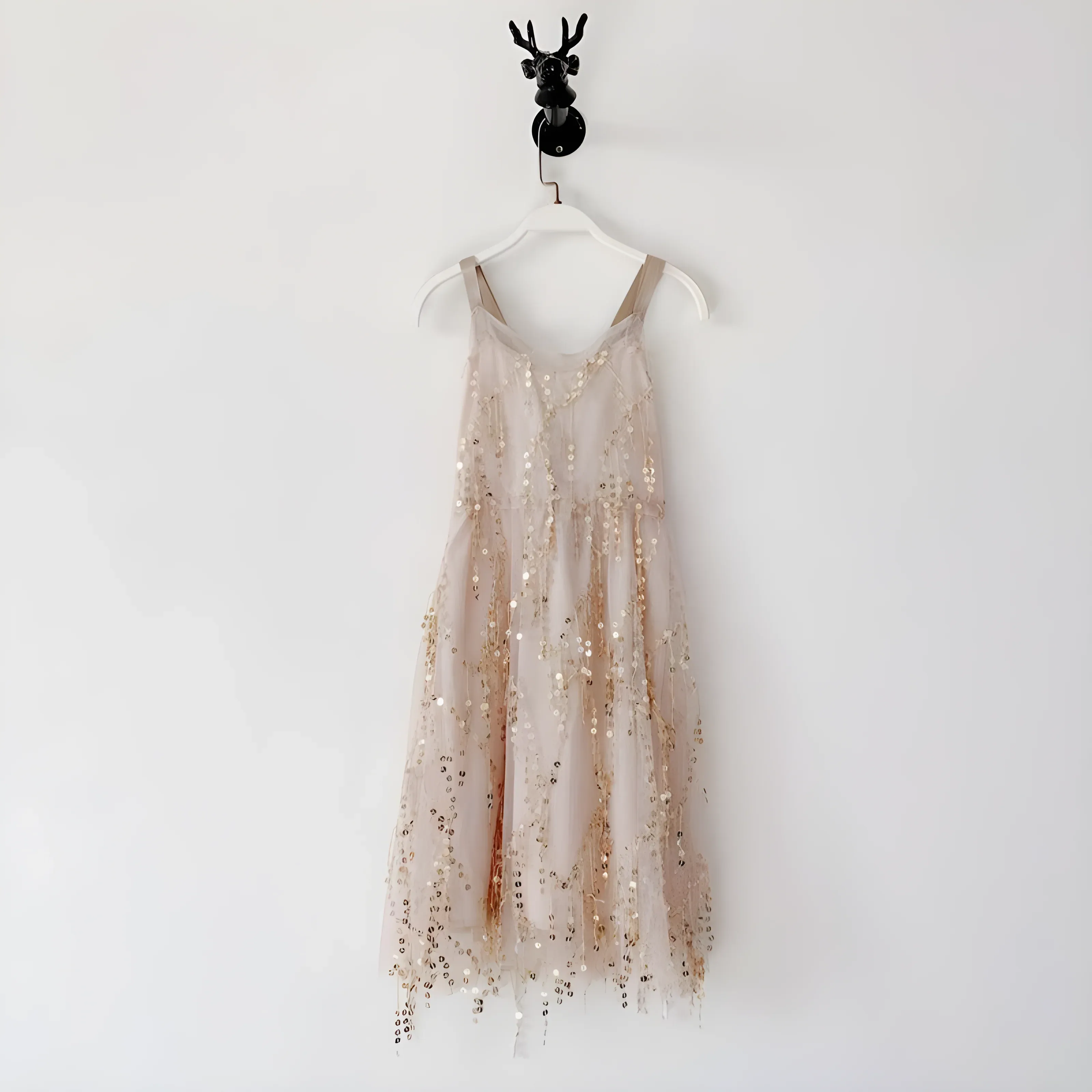 Mommy and Me Matching Sequin Lace Tulle Dresses with Crisscross Straps