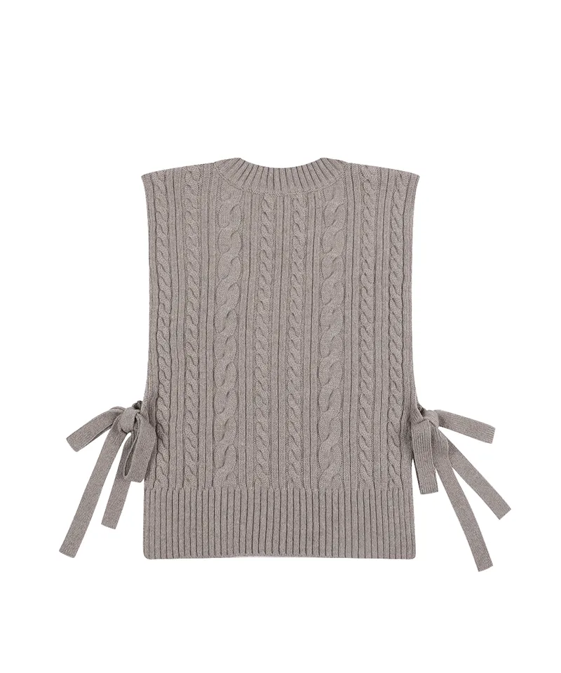 Monday Flow Side open knit vest - Beige