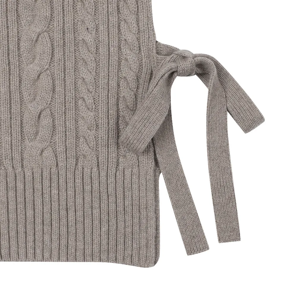 Monday Flow Side open knit vest - Beige