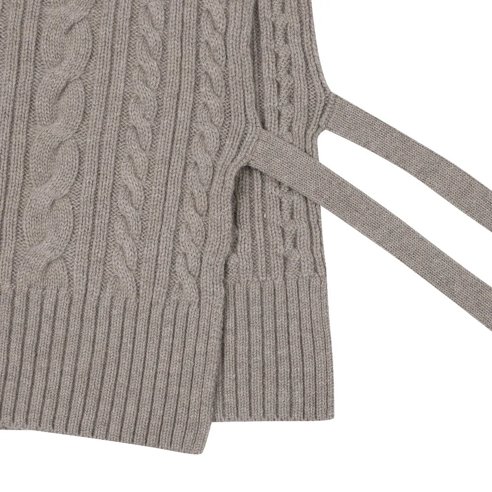 Monday Flow Side open knit vest - Beige