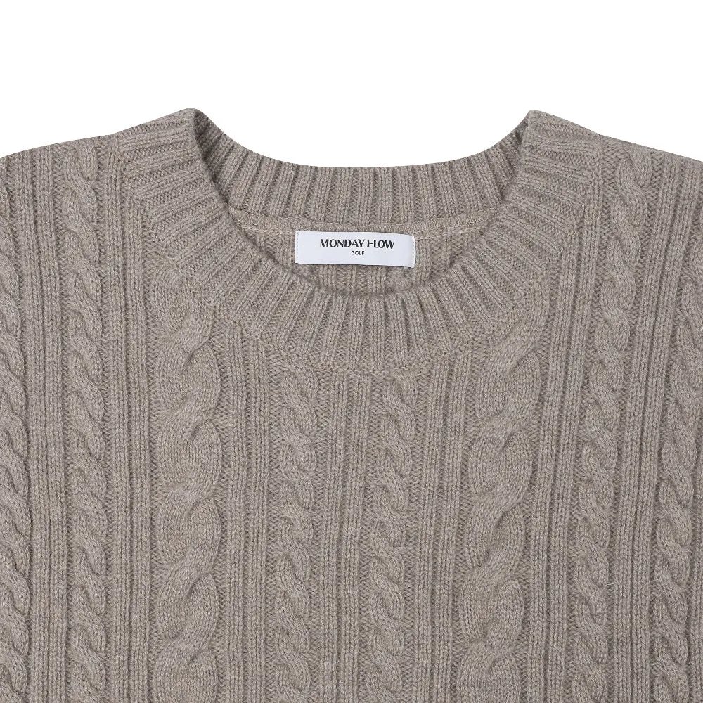 Monday Flow Side open knit vest - Beige