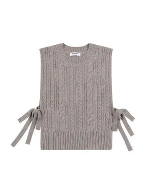 Monday Flow Side open knit vest - Beige