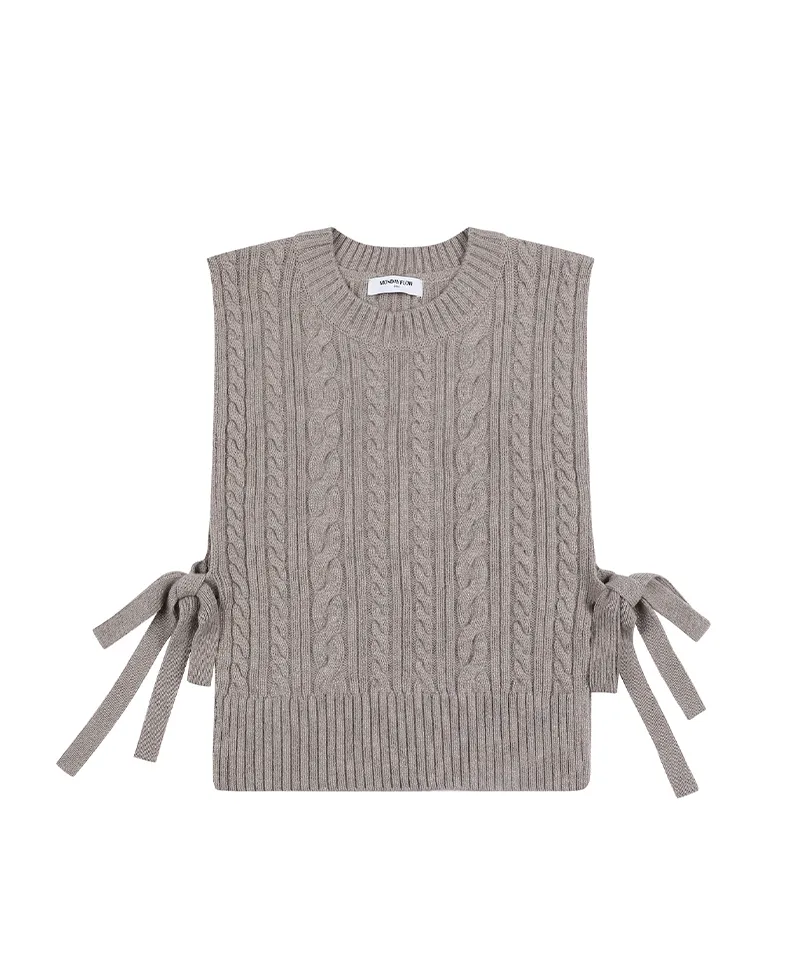 Monday Flow Side open knit vest - Beige