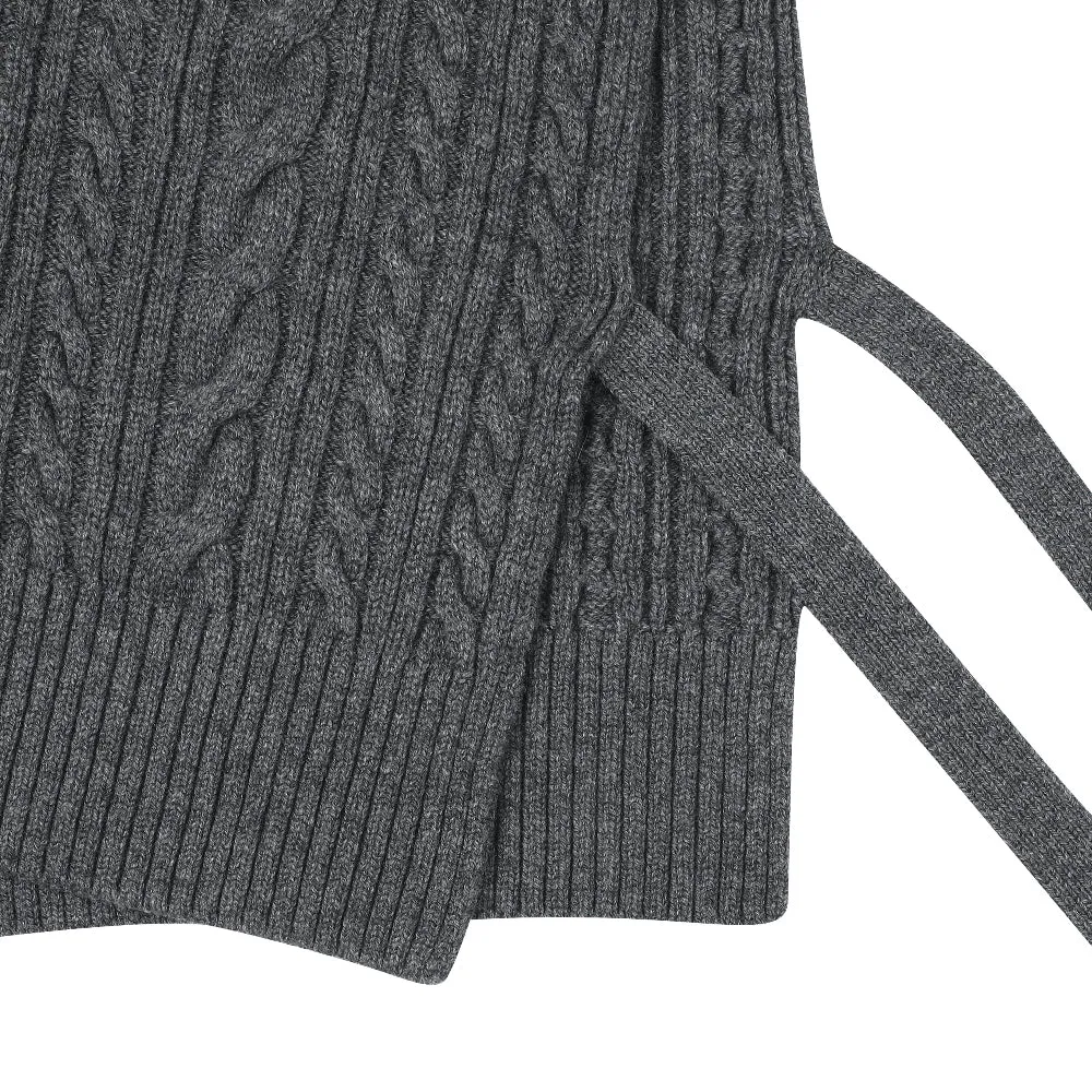 Monday Flow Side open knit vest - Gray